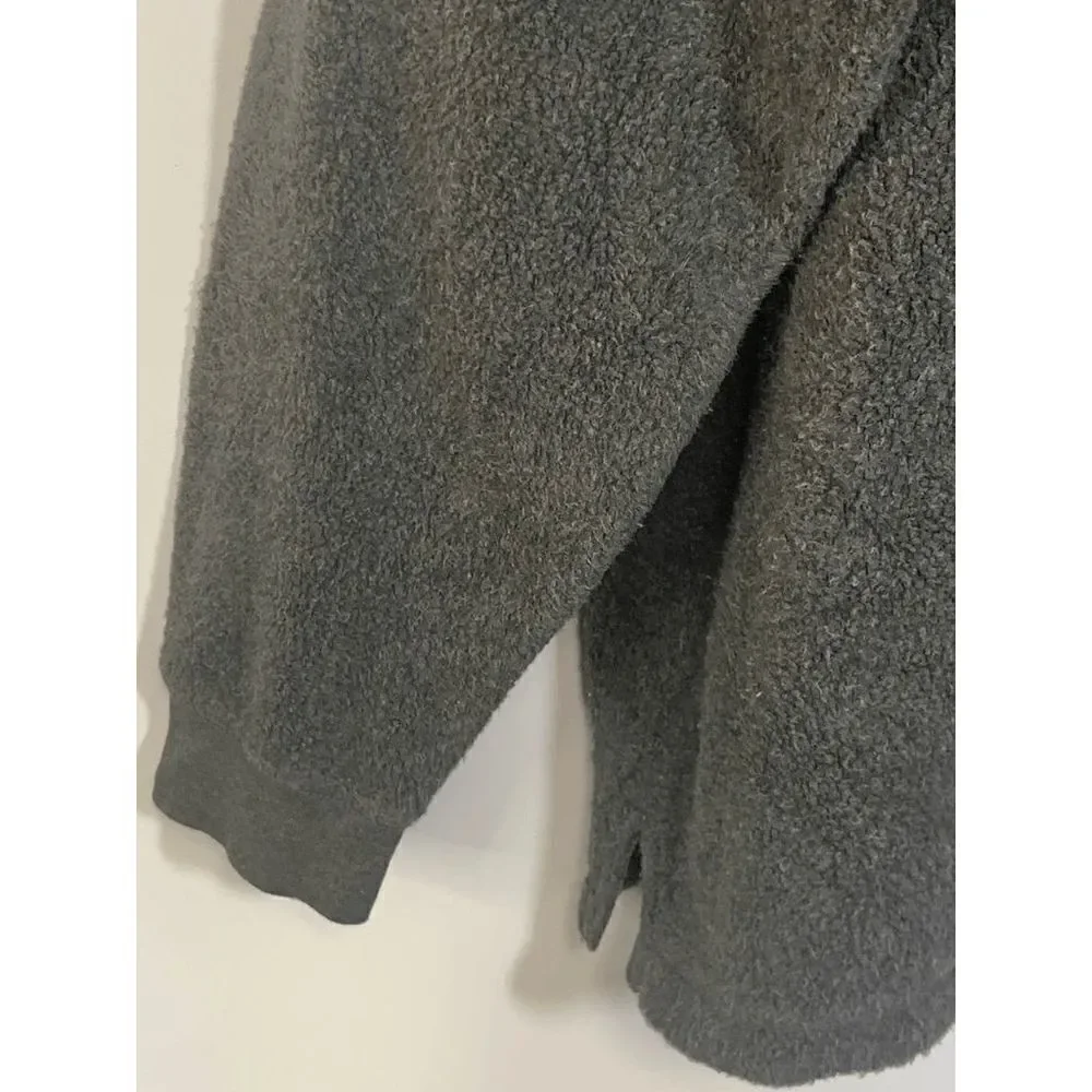 Vintage Norm Thompson Mens 1/2 Button Fleece Pullover Sweater Gray Size Large
